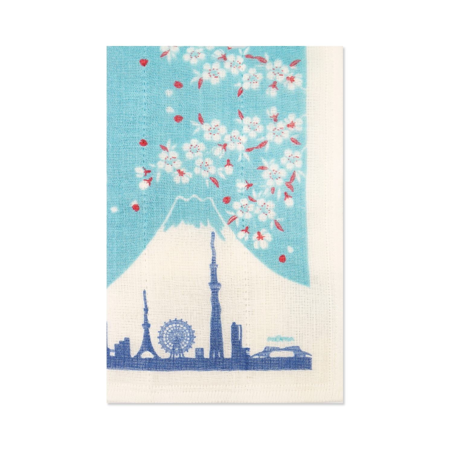 かや生地ふきん　富士山と桜｜fkn-006
