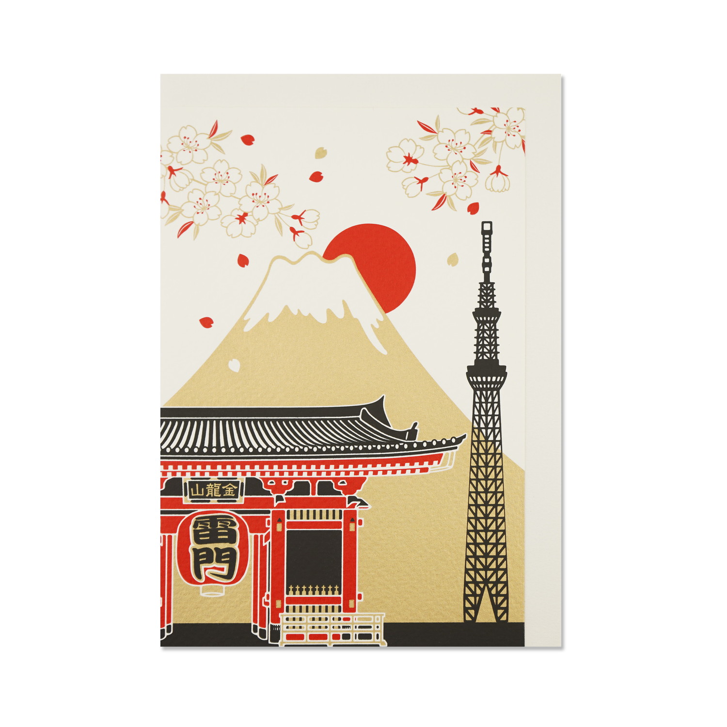 シルククリスマスカード　富士山と雷門｜jxcd-108