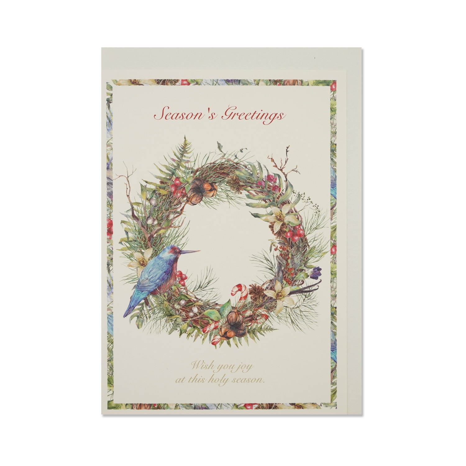 クリスマスカード クラシック クリスマス青い鳥とリース｜xcd-248