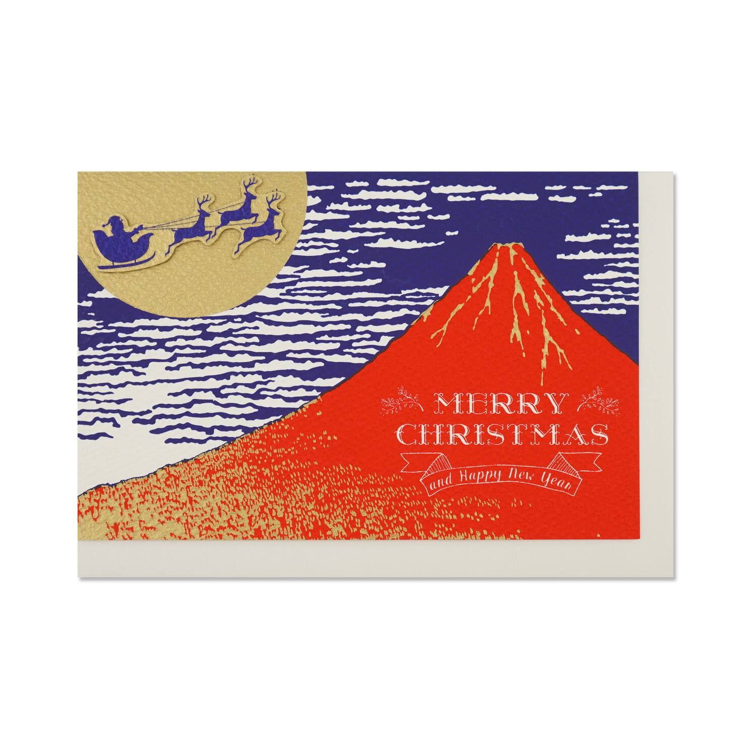 立体和風クリスマスカード　赤富士サンタ｜jxcd-130