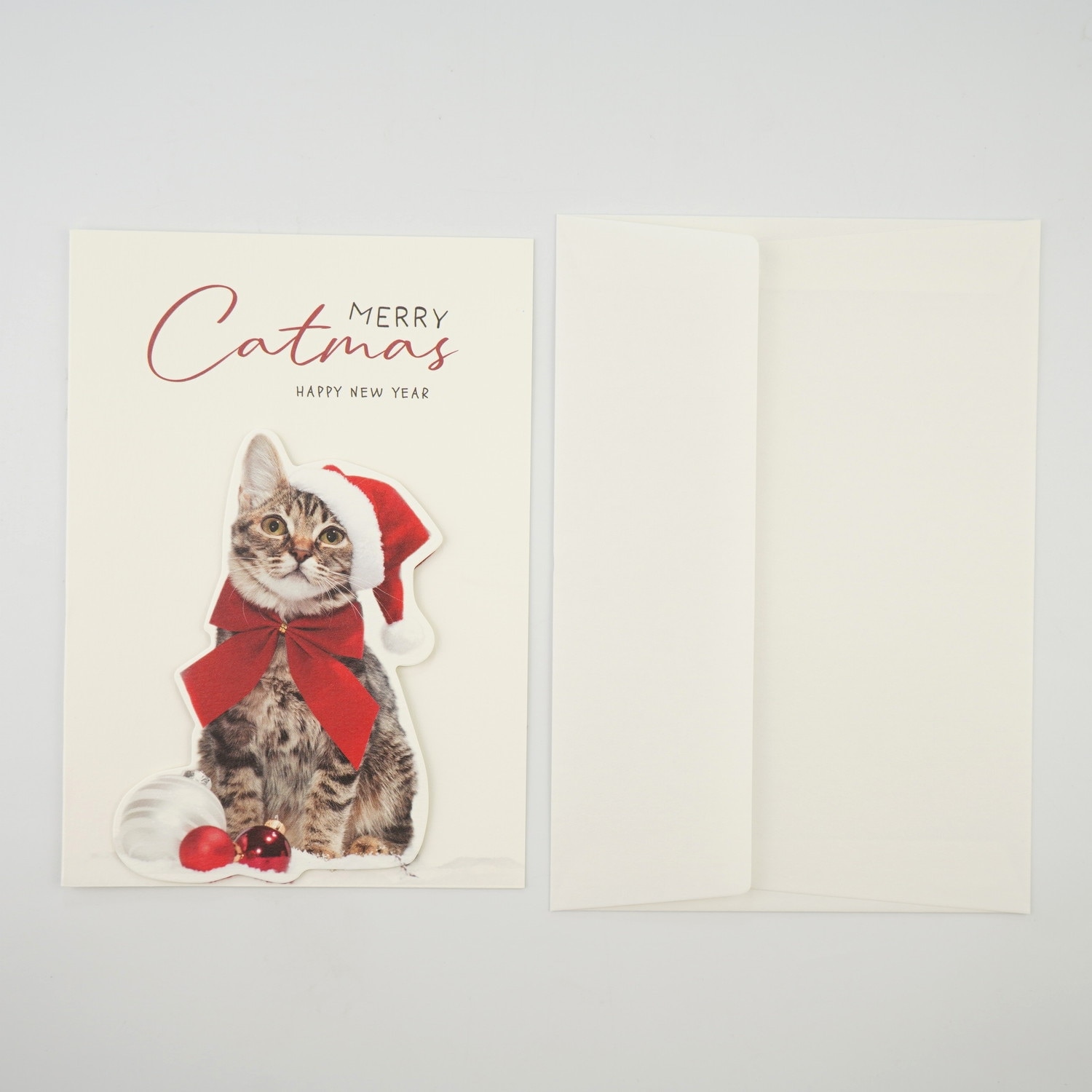 立体クリスマスカード リボン猫｜xcd-303 | 手紙・カード,クリスマス
