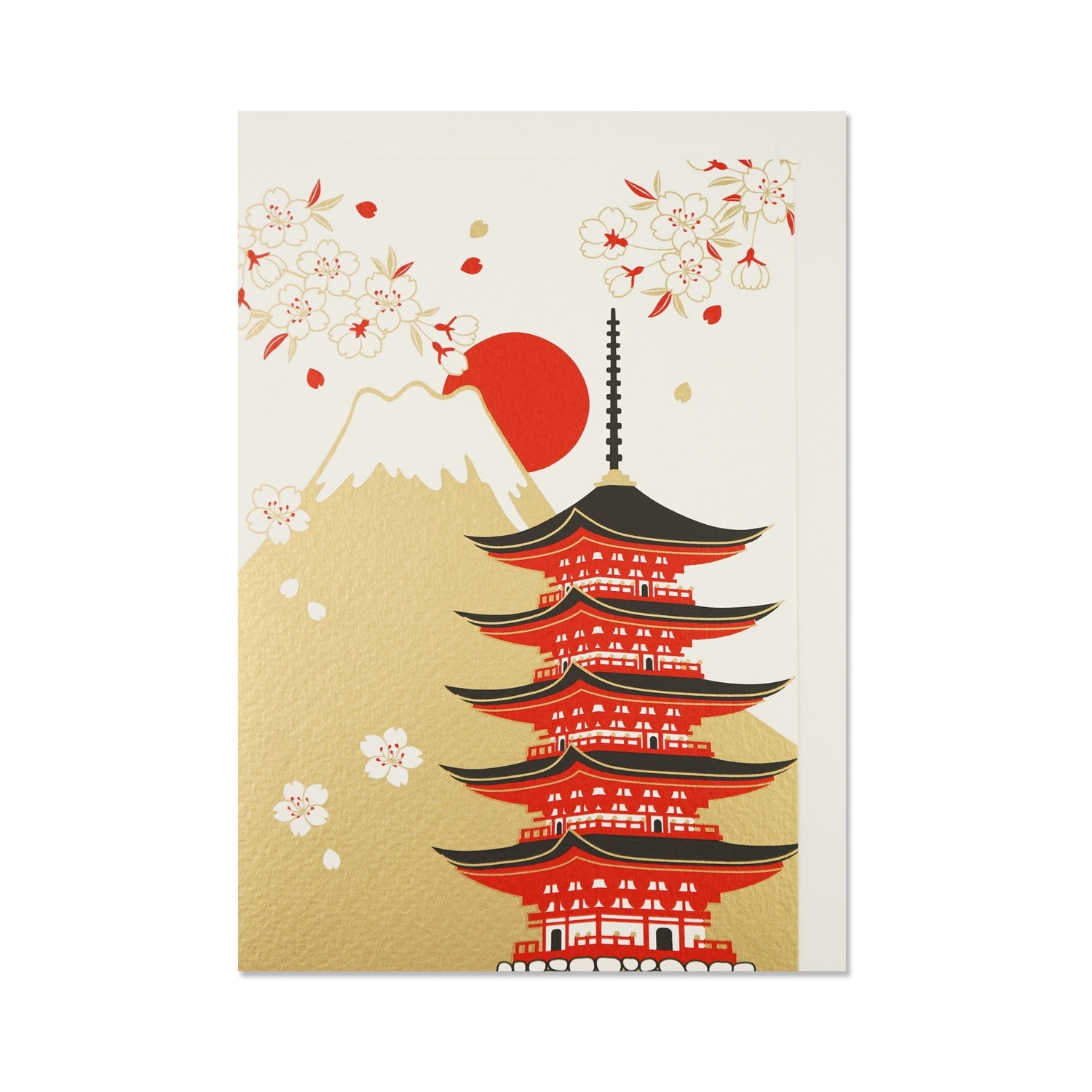 シルククリスマスカード 富士山と五重塔｜jxcd-110 | 手紙・カード