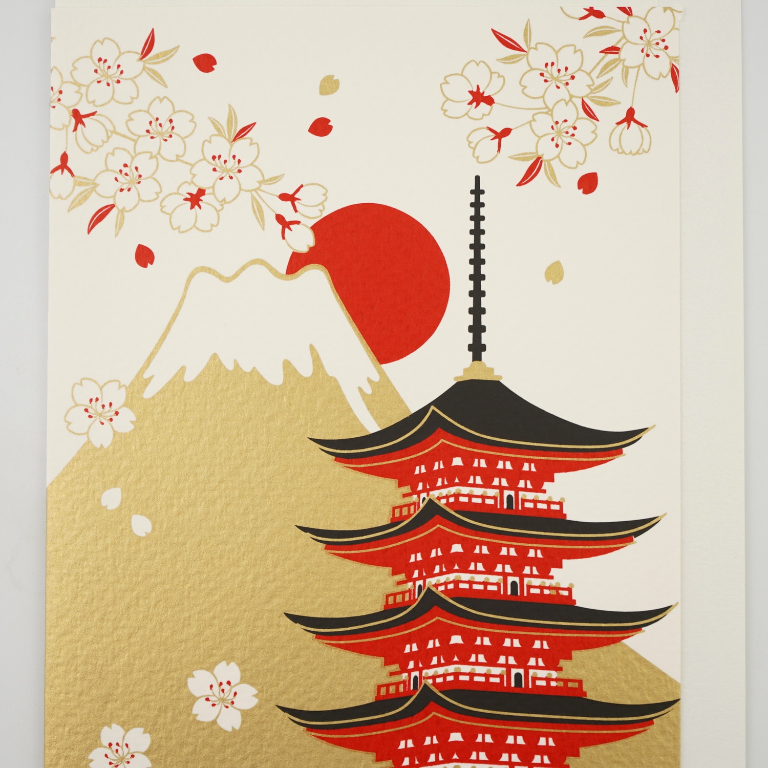 シルククリスマスカード 富士山と五重塔｜jxcd-110 | 手紙・カード