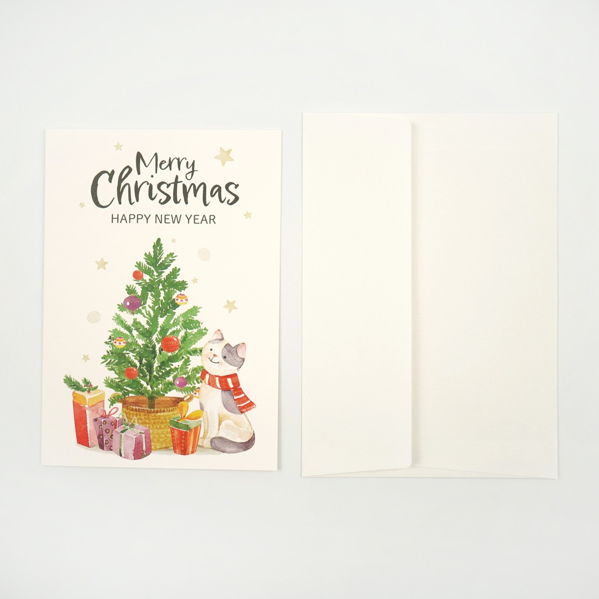 クリスマスカード ネコとマフラー｜xcd-299 | 手紙・カード,クリスマス