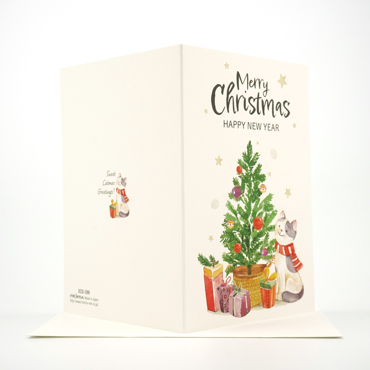クリスマスカード ネコとマフラー｜xcd-299 | 手紙・カード,クリスマス