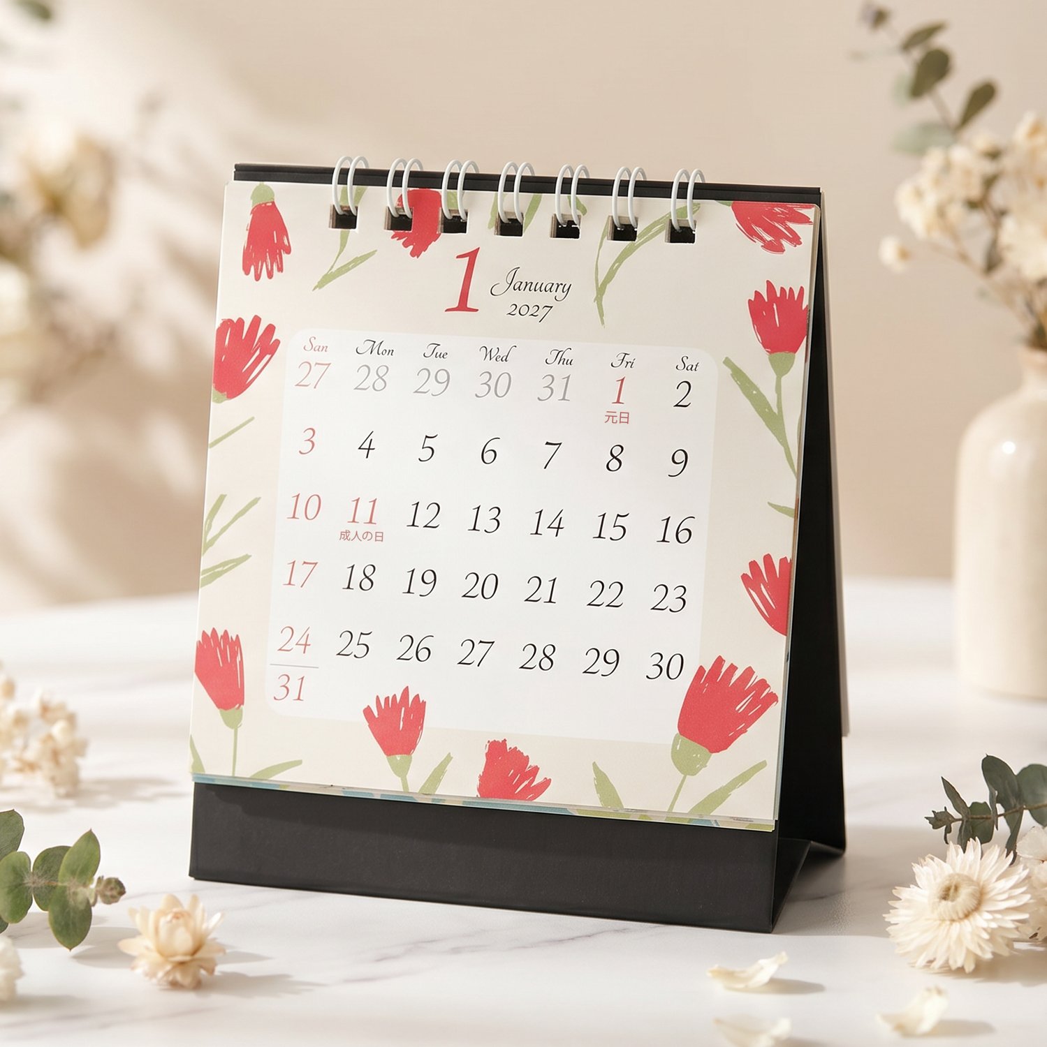 2027 カレンダー SS 四季の花 卓上1カ月｜cal-254 | 新商品,エブリデイ