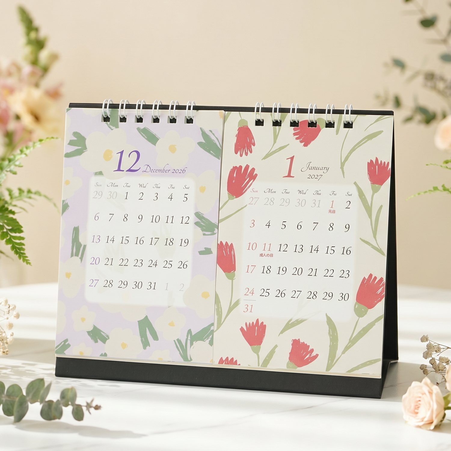 2027 カレンダー S 四季の花 卓上2カ月｜cal-260 | 新商品,エブリデイ