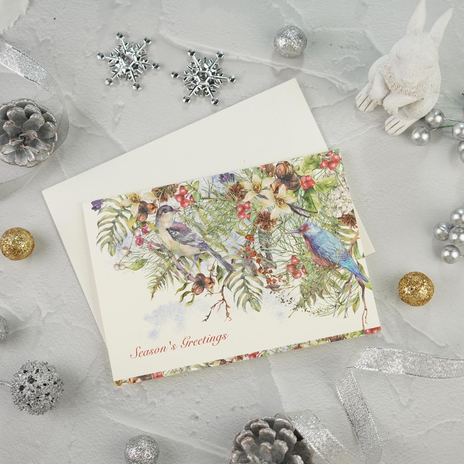 クリスマスカード クラシック クリスマス二羽の鳥｜xcd-250 | 手紙