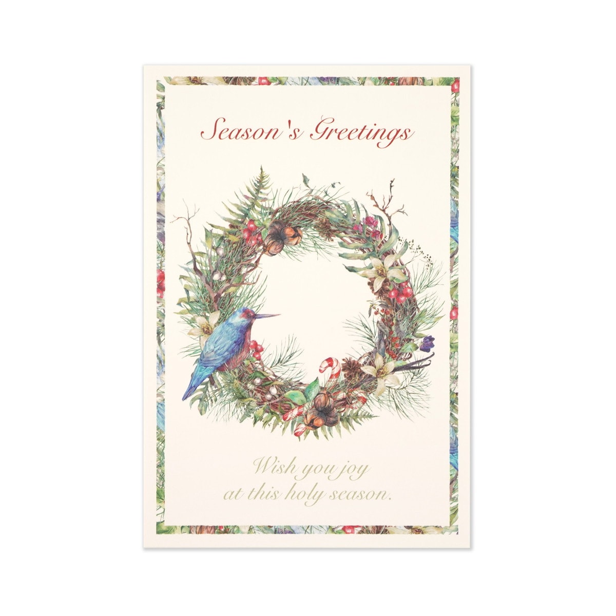 クリスマスポストカード 青い鳥とリース｜pcr-059 | 手紙・カード