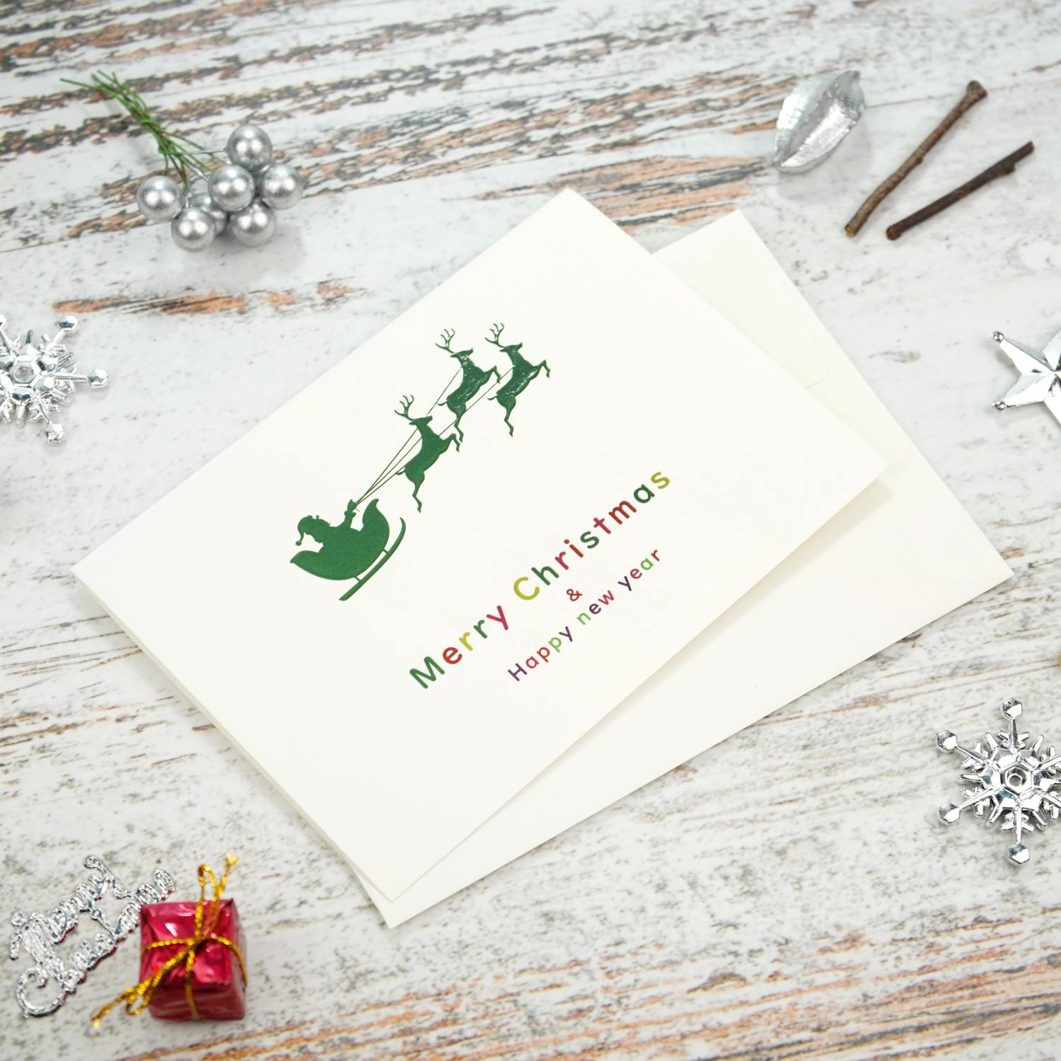 ぷっくりクリスマスカード サンタシルエット｜xcd-315 | 新商品