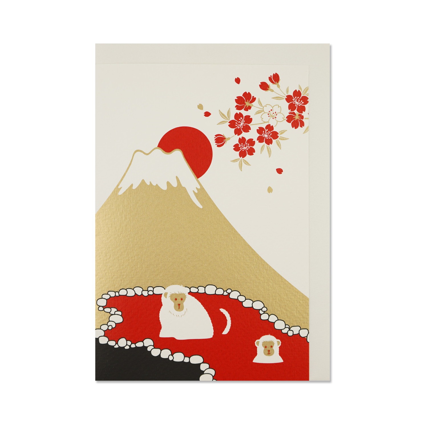 シルククリスマスカード 富士山と猿温泉｜jxcd-107 | 手紙・カード