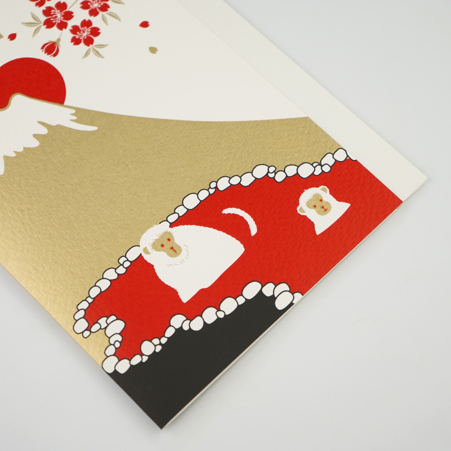 シルククリスマスカード 富士山と猿温泉｜jxcd-107 | 手紙・カード