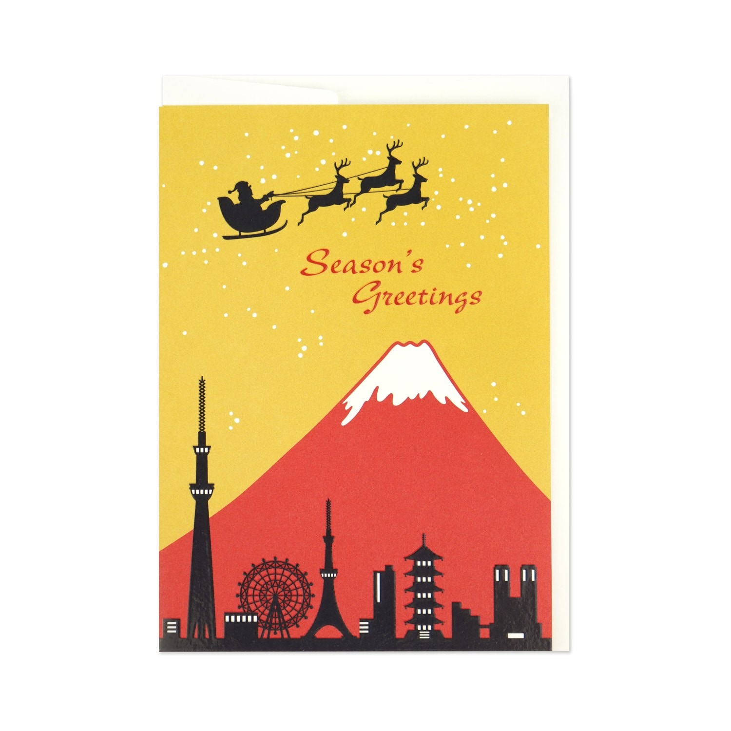 クリスマスカード 赤富士と街並み｜xcd-316 | 新商品,クリスマス年賀