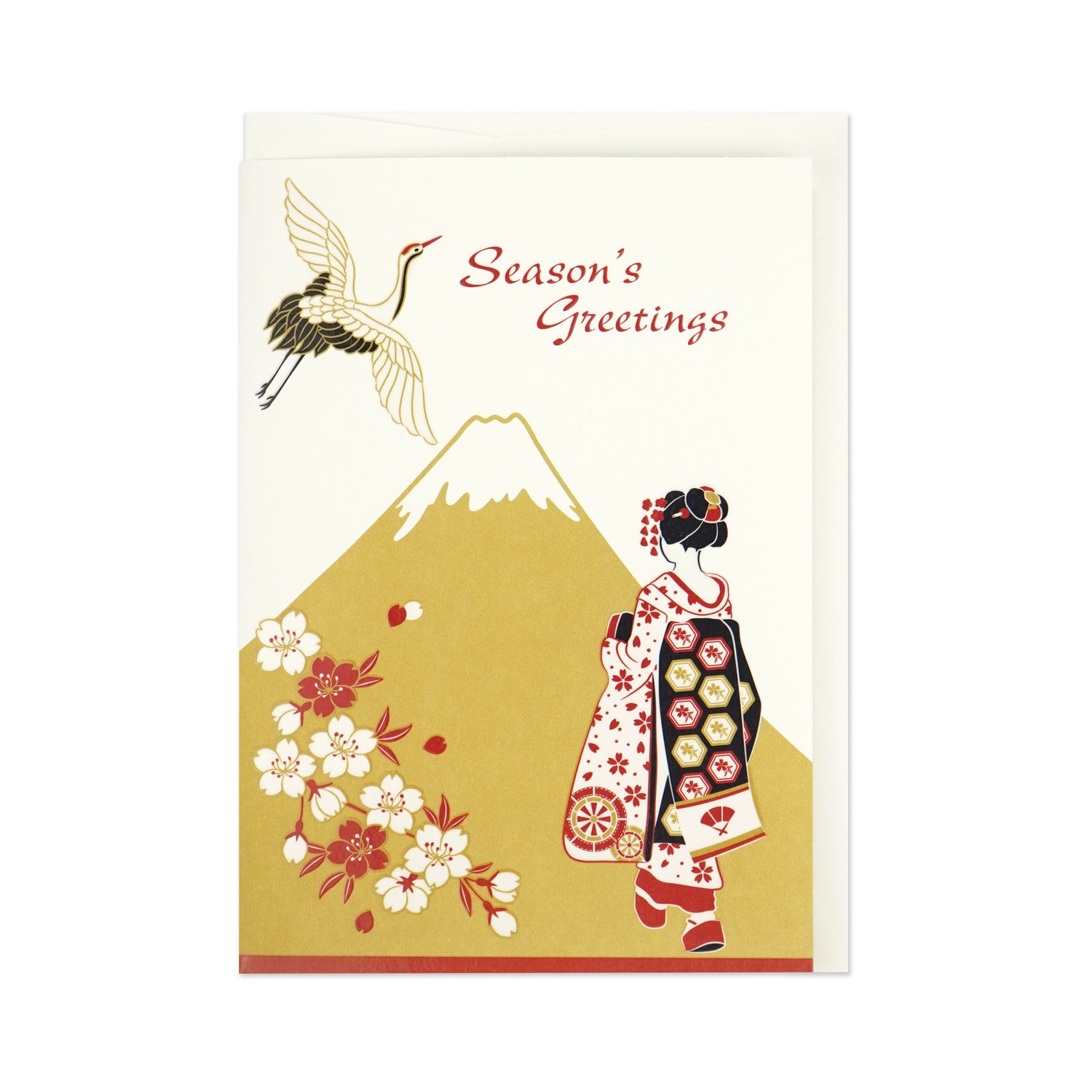 ぷっくりクリスマスカード 富士山と舞妓さん｜xcd-317 | 手紙・カード