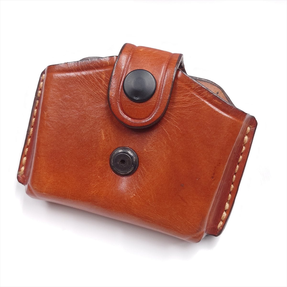 特選中古品】AKER 516-2 CarryCompレザーダブルマガジンポーチ 茶 9mm