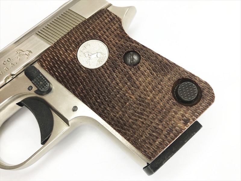 A　マルシン工業　プラスチック　トイガン　ニッケルフィニッシュ　USA刻　145 マルシン S&W M10 2インチ エクセレントHW ハーフチェッカー木製
