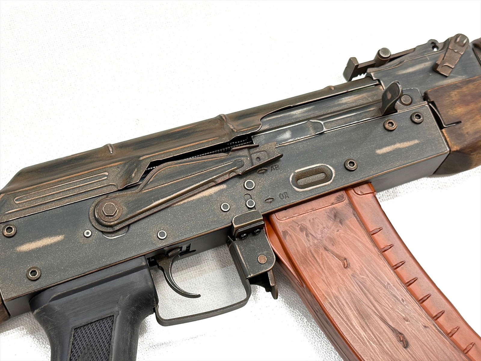 マック堺レビュー品】APS JAPAN 電動ガン Real Wood AK74 Battle Worn