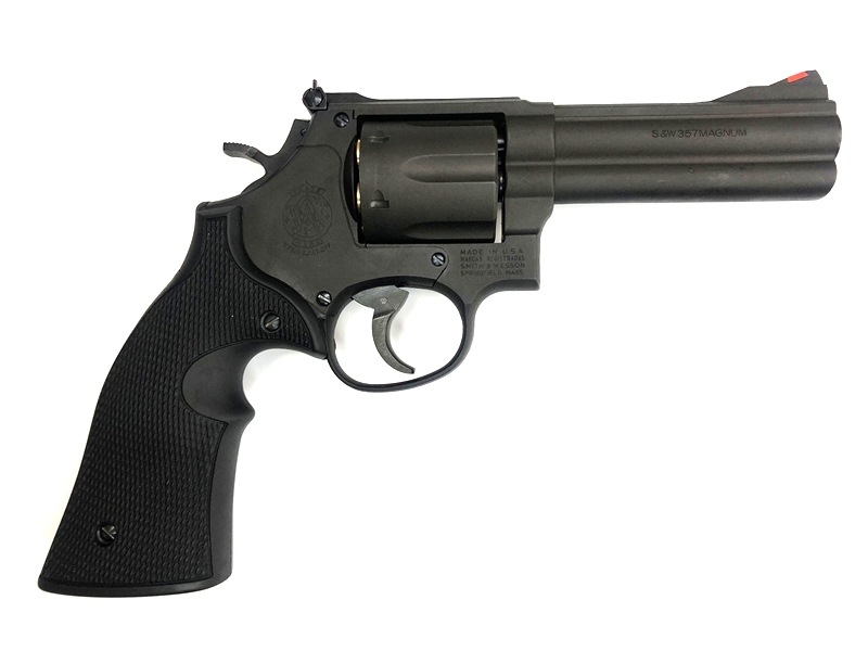 リボルバー ブラック/ブラウン 弾丸5個付き クラウンモデル S&W M586 6インチ ブラック 10才以上用エア