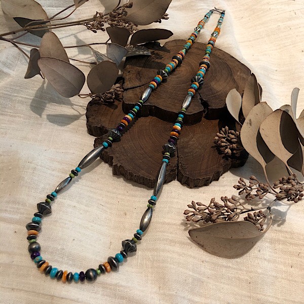 インディアンジュエリー　ナバホ　ロングネックレス　ネイティブ　ビンテージ INDIAN JEWELRY - Navajo Old pawn ロングナジャネックレス