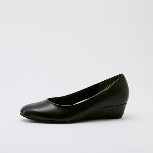 安定感のあるローヒールウエッジパンプス BLK/P ブラック