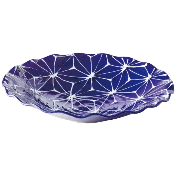 波佐見焼 琉璃 波渕多用皿 麻の葉