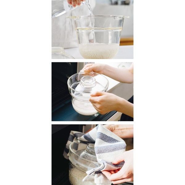 ハリオ 一膳屋 耐熱ガラス製電子レンジ用炊飯器(0.5～1合炊き)