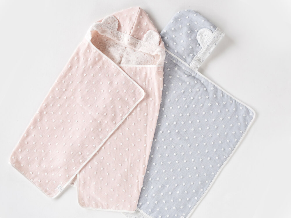 [kontex]フード付きバスタオル(Natural Dots)