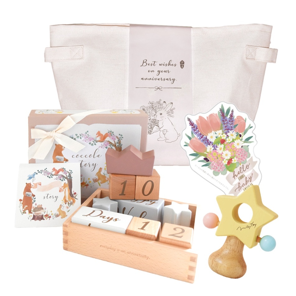 ラトル&ここりーギフトセット-pastel toy-[amanoppo] 出産祝い メッセージカード付