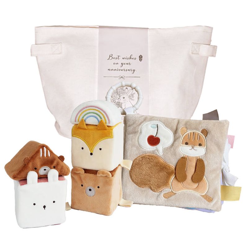 布絵本とふわふわおもちゃのセット[amanoppo]出産祝い 