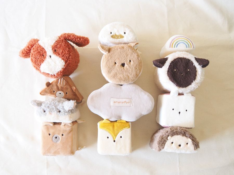 布絵本とふわふわおもちゃのセット[amanoppo]出産祝い