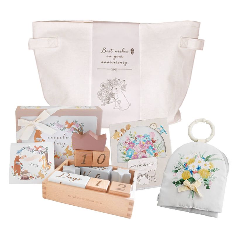 つみきと花束布えほんのセット [amanoppo] 出産祝い 