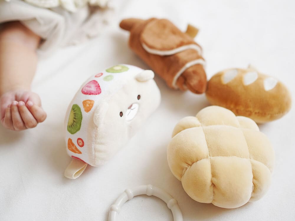 もちっとラトルとふわふわおもちゃの3点セット[amanoppo]出産祝い