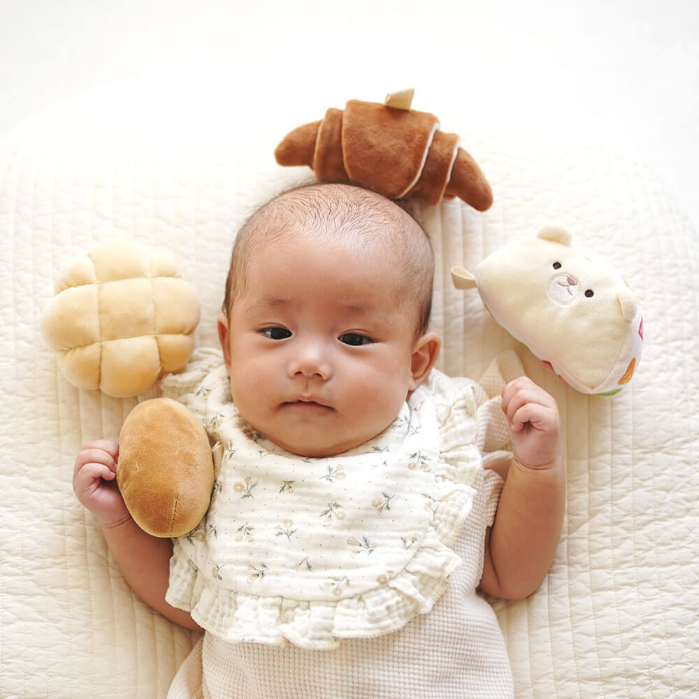 もちっとラトルとふわふわおもちゃの3点セット[amanoppo]出産祝い