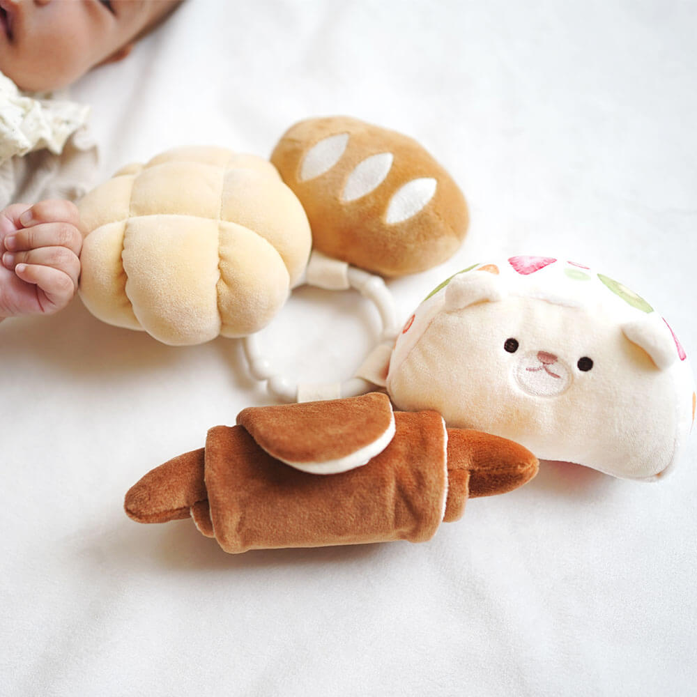 もちっとラトルとふわふわおもちゃの3点セット[amanoppo]出産祝い