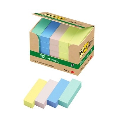 3M ポストイット 見出し 再生紙エコノパック 混色 50×15mm 100枚×25入り 7001-K 付箋 スリーエム