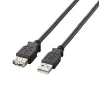 エレコム USB2.0延長ケーブル A-A延長タイプ 2m ブラック U2C-E20BK