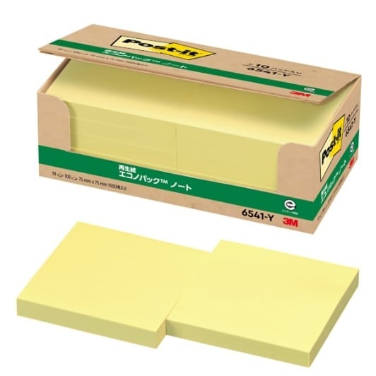 3M ポスト・イット(R) エコノパック(TM) ノート 再生紙 6541-Y ポストイツトノート6541-Yエコ(1X20)* スリーエム