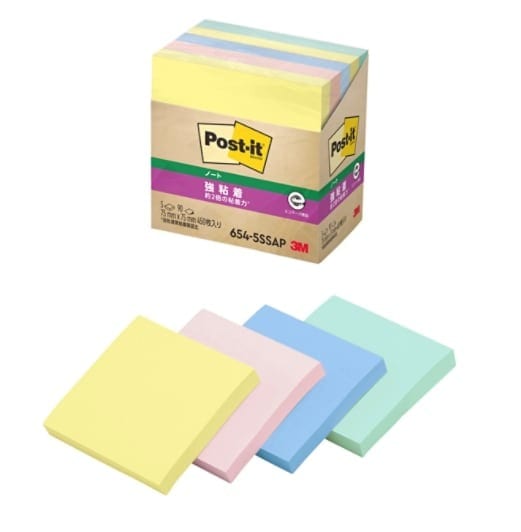 3M ポスト・イット(R) 強粘着ノート パステルカラー 654-5SSAP Rポストイット654-5SSAP(10) スリーエム
