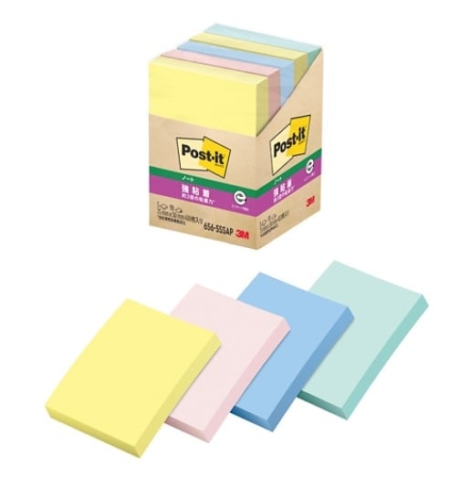 3M ポスト・イット(R) 強粘着ノート 656SS 5個パック パステルカラー 混色 656-5SSAP ポストイット656-5SSAP(10) スリーエム