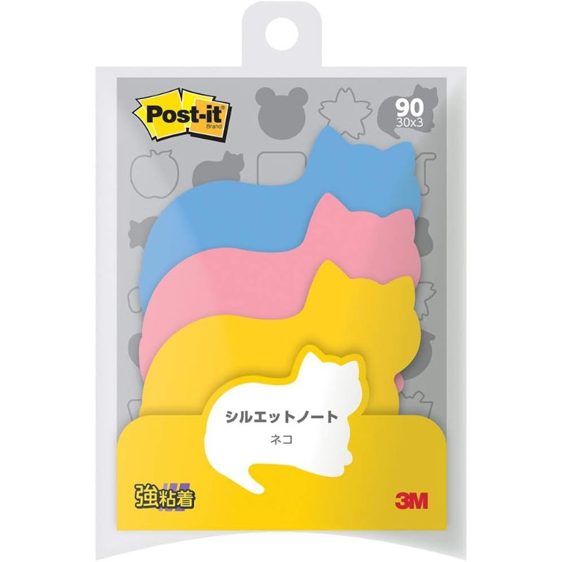 3M ポスト・イット シルエットノート 強粘着タイプ ネコ ポストイットSSS-NER(10) スリーエム