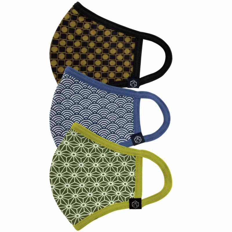 SANWA SERAOマスク 和柄 38カラーマスク 洗える 基盤柄 青海波 麻の葉