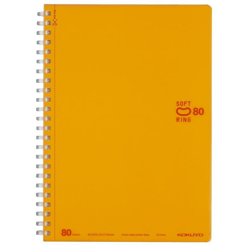 コクヨ ソフトリングノート Ｂ罫（ドット入り罫線）３号（Ａ５） ８０枚 オレンジ ｽ-SV338BT-YR リングノート やわらかリング プニプニリング