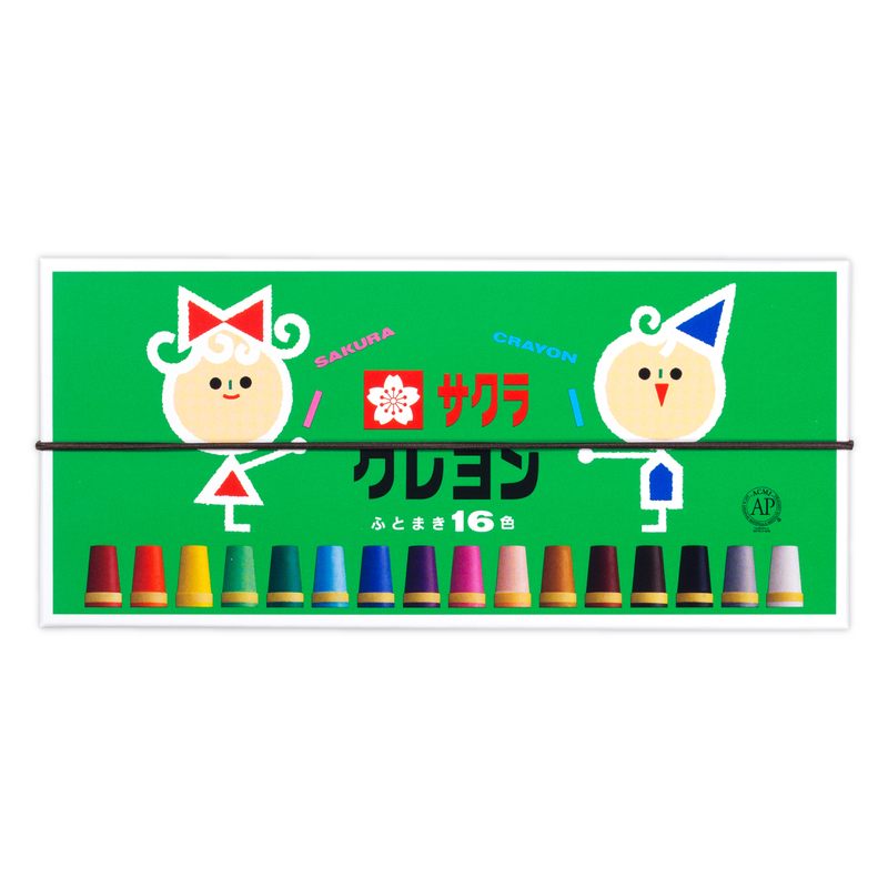 サクラクレパス クレヨン太巻 １６色 ゴムひも付 LY16R くれよん