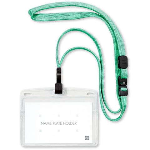 オープン工業 吊り下げ名札 フック式 1枚入 ミントグリーン NL-22P-MGN ソフトヨコ名刺 チャック付