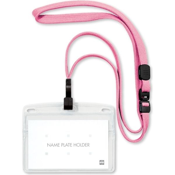 オープン工業 吊り下げ名札 フック式 1枚入 フレッシュピンク NL-22P-FPK ソフトヨコ名刺 チャック付