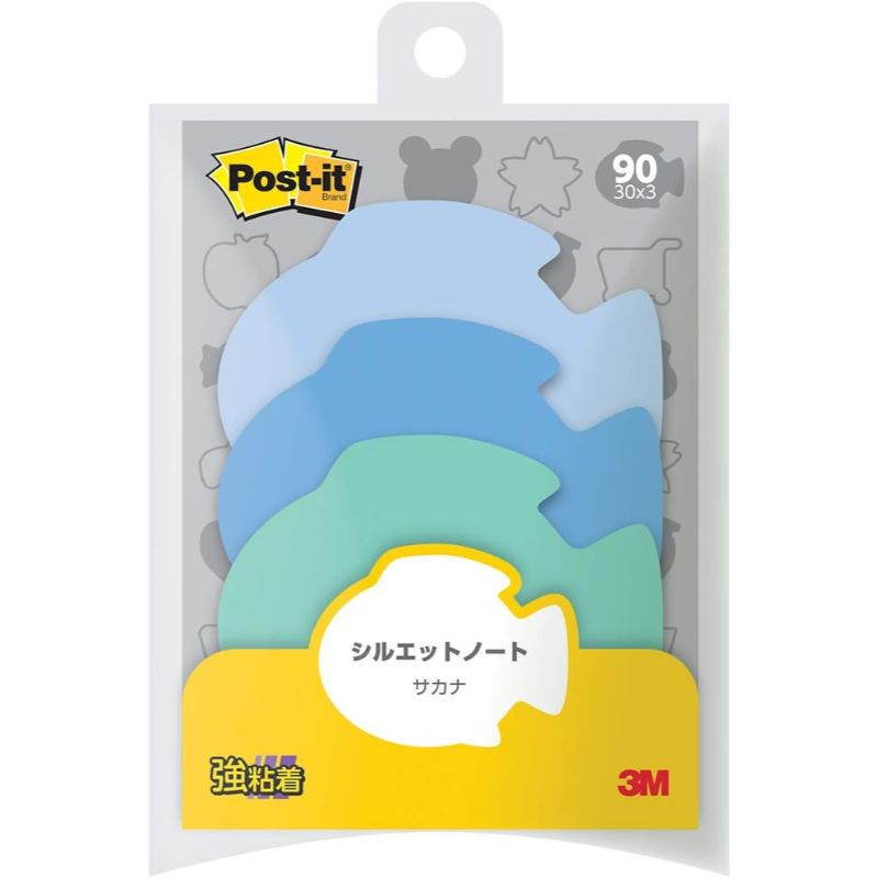 3M ポスト・イット シルエットノート 強粘着タイプ サカナ ポストイットSSS-FI(10) スリーエム