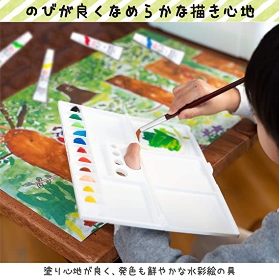 サクラクレパス 水彩セット メッシュ R12 ブラック EWZ-R12#49 ポリチューブ絵の具 絵の具セット 女の子 男の子 小学生 かわいい サクラ マット水彩 シンプル 小学校