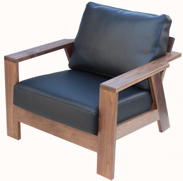 1人掛けソファ ForestⅡ（フォーレスト2) ウォールナット材/PUブラック 幅84cm