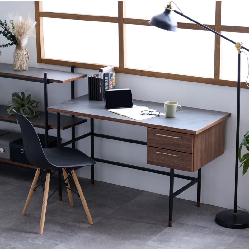 デスク ラグナー ウォールナット・オーク突板 メラミン化粧板仕上げ引出