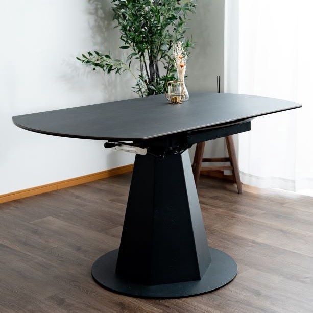 【セラミック天板】変形ダイニングテーブル　レバンテ　 長方形型⇒正円　幅130cm